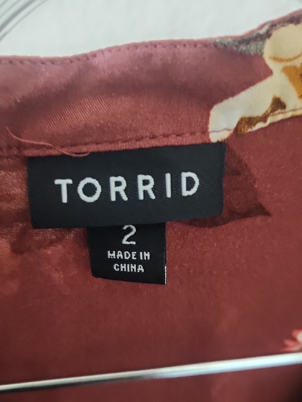 torrid Maroon Floral Button-Front Tunic Blouse - Picture 2 of 4